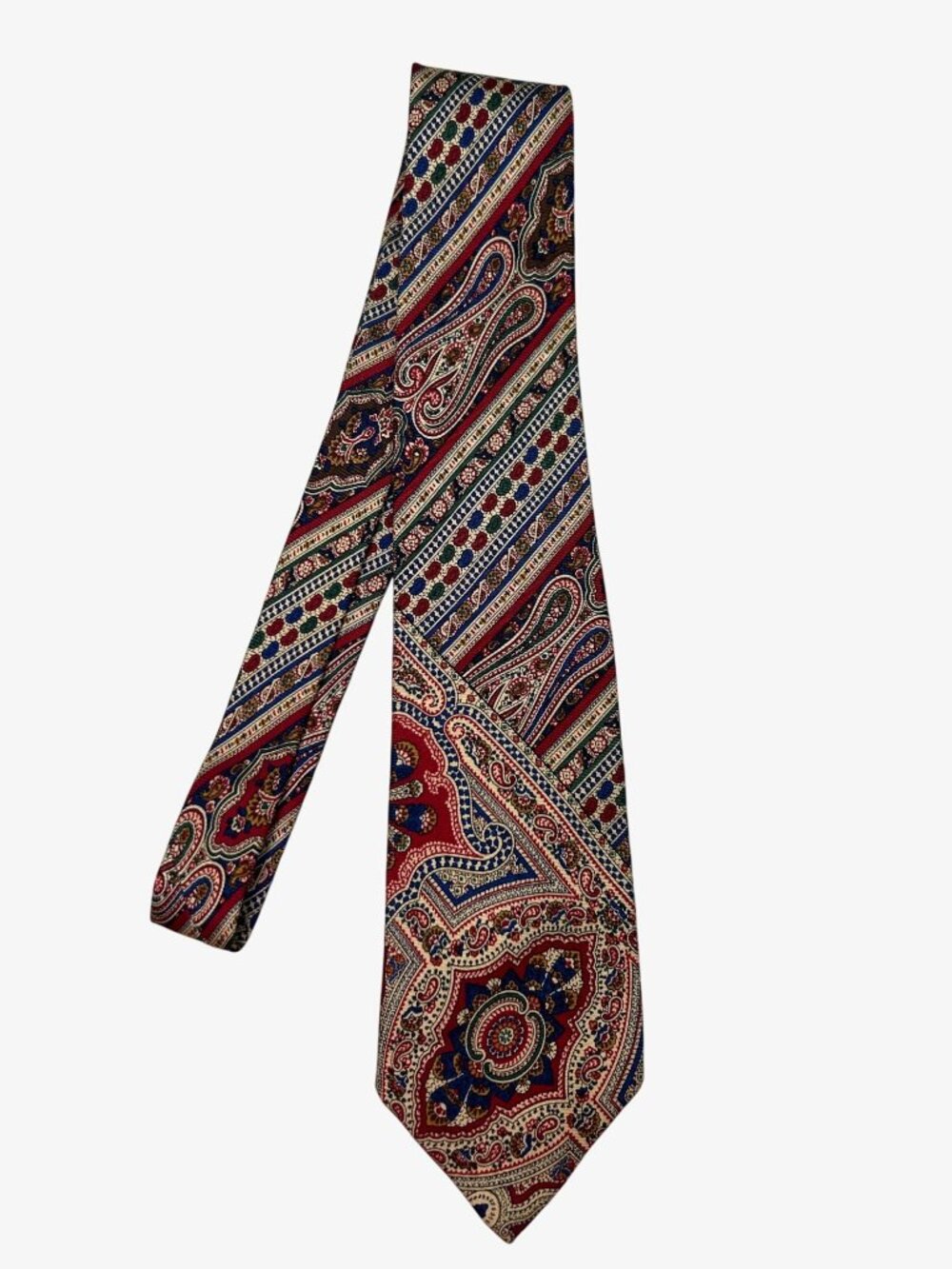 Vintage Polo Ralph Lauren Silk Necktie Paisley Tie red tan blue